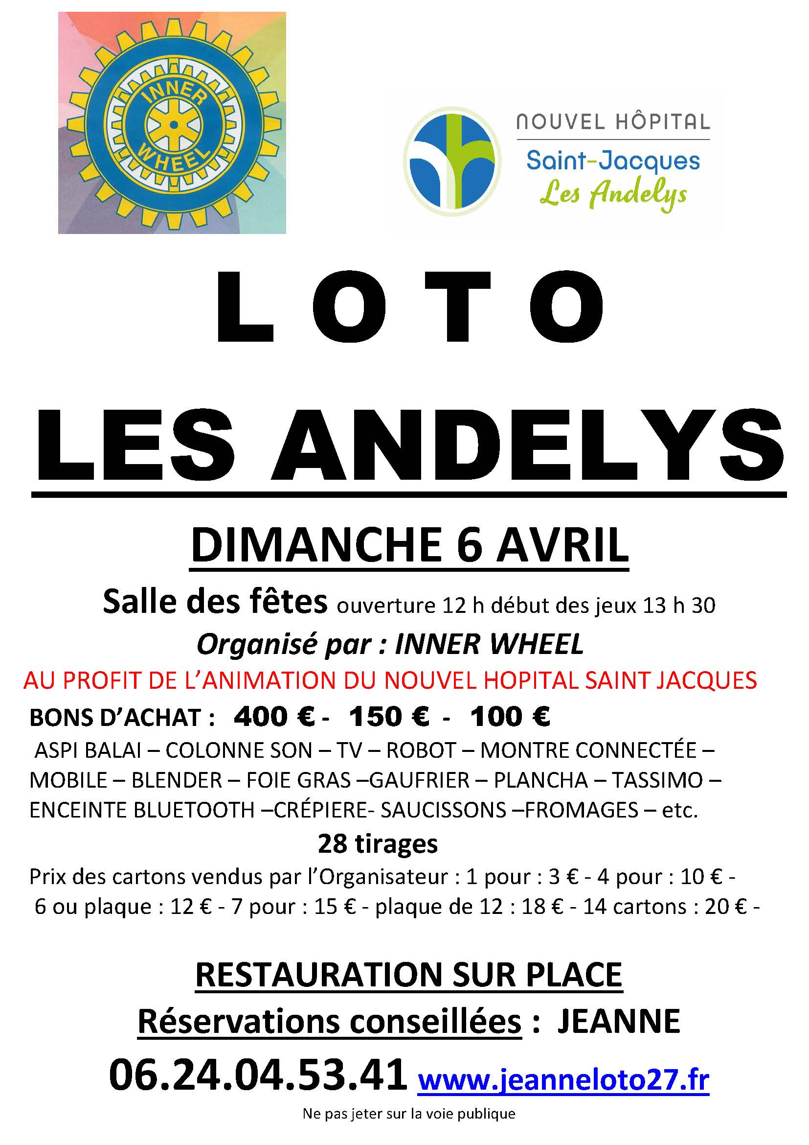 Affiche loto inner wheels dimanche 6 avril